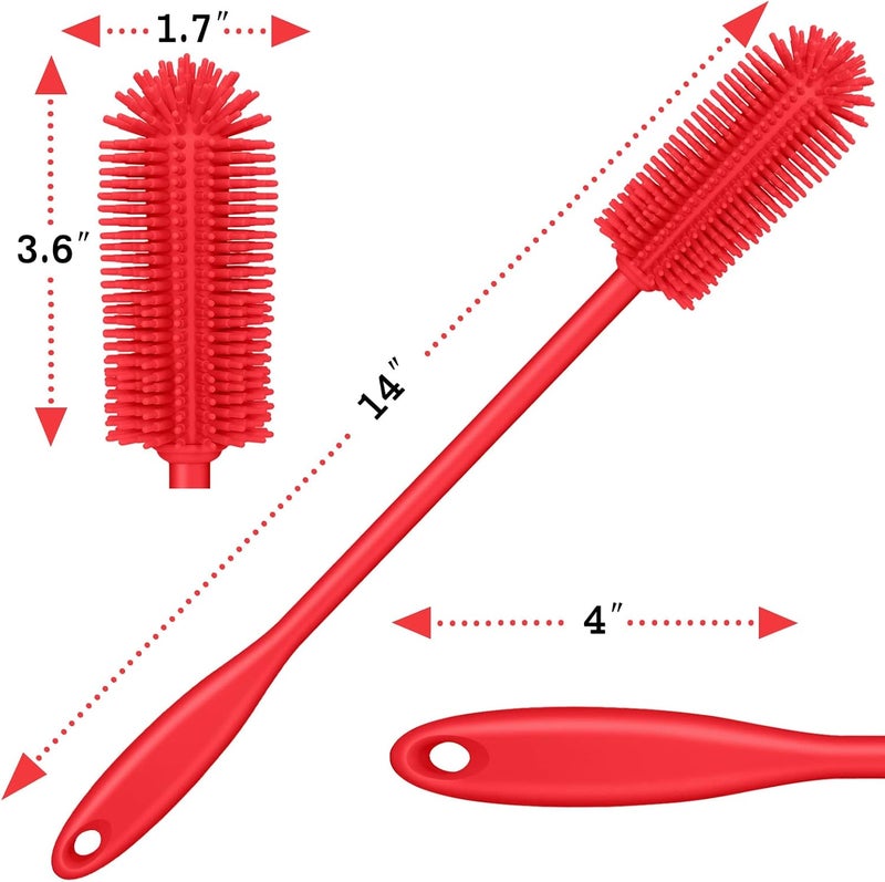 Purtribe Silicone Bottle Brush, Water Bottle Cleaner Brush with Long Handle, Perfect for Cleaning Narrow Neck Containers, Vacuum Sports Bottle, Tumblers, Flask, Glassware (1 Pack, Red) - Image 5